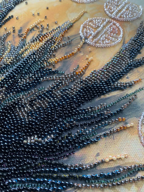 Karoliukų siuvinėjimo paveikslo rinkinys „Prabudusi legenda“, 30×60 cm drobė