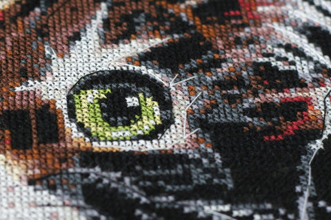 Abris Art siuvinėjimo rinkinys Pūkuotas kačiukas — juodas 14 ct Aida 30×35 cm, 24 spalvos