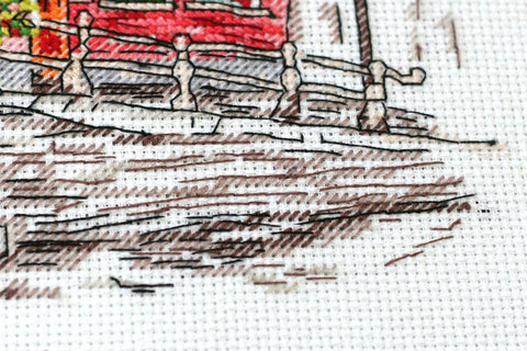 Abris Art siuvinėjimo kryželiu rinkinys „Spalvotas miestelis“, 20×22 cm, 14 ct