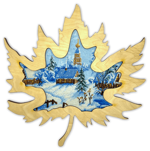 Abris Art kryželių siuvinėjimo rinkinys Šerkšno nuotaika su dekoratyviniu mediniu rėmeliu 20×16 cm