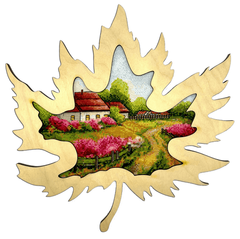 Abris Art siuvinėjimo rinkinys Pavasario motyvas — 18 ct drobė su mediniu rėmeliu 20×16 cm