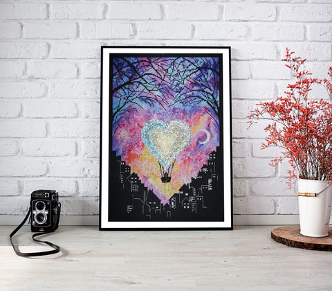 Abris Art siuvinėjimo rinkinys „Meilė danguje“ 23×33 cm, 14 ct (juoda) su PRECIOSA karoliukais