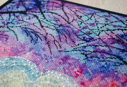 Abris Art siuvinėjimo rinkinys „Meilė danguje“ 23×33 cm, 14 ct (juoda) su PRECIOSA karoliukais