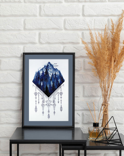 Abris Art skaičiuotas kryželių rinkinys „Sidabro žemė“, 14 ct — 20×35 cm