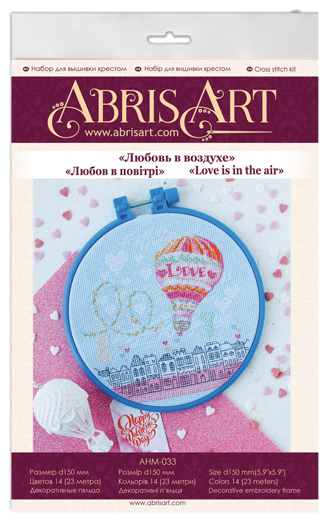 Abris Art kryželių rinkinys "Love is in the Air", 15×15 cm (14 ct) – 14 spalvų