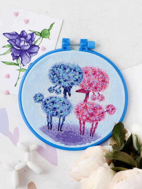 Abris Art siuvinėjimo rinkinys kryželiu „Saldi pora“, 15×15 cm, 14 ct, 19 spalvų