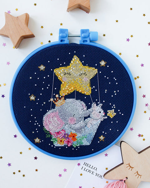 Abris Art siuvinėjimo rinkinys kryželiu „Naktinis pasivaikščiojimas“, 14 ct, 15×15 cm