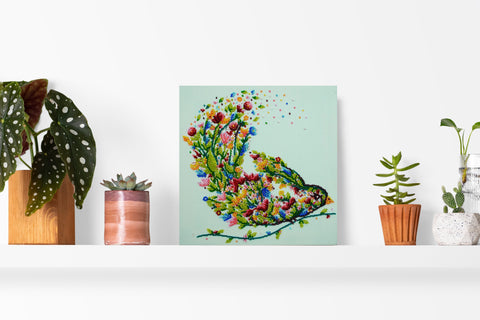 Siuvinėjimo karoliukais rinkinys „Dainuojantis paukštis“ 20×20 cm — Preciosa (Abris Art)