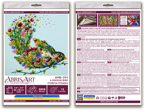 Siuvinėjimo karoliukais rinkinys „Dainuojantis paukštis“ 20×20 cm — Preciosa (Abris Art)
