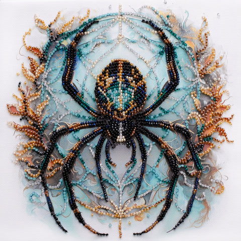 Abris Art siuvinėjimo rinkinys „Crystal Web“ su Preciosa karoliukais, 20 × 20 cm