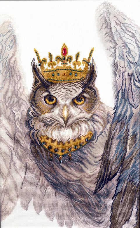 Charivna Mit kryželių rinkinys „Pelėda“ — Aida 14 su karoliukais, 26,5×42,5 cm