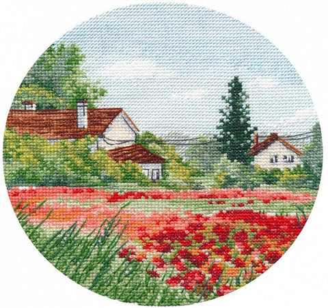 Aguonos — 15×15 cm siuvinėjimo komplektas su Zweigart Aida - kaSiulai.lt