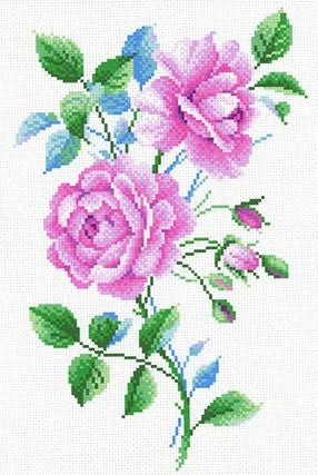 Aida 14 drobė siuvinėjimui su atspaustu raštu „Rožinis vintage“, 40×30 cm - kaSiulai.lt