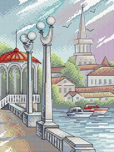 Aida 14 siuvinėjimo komplektas kryželiu — 23 spalvos, 21×17 cm, pradedantiesiems - kaSiulai.lt