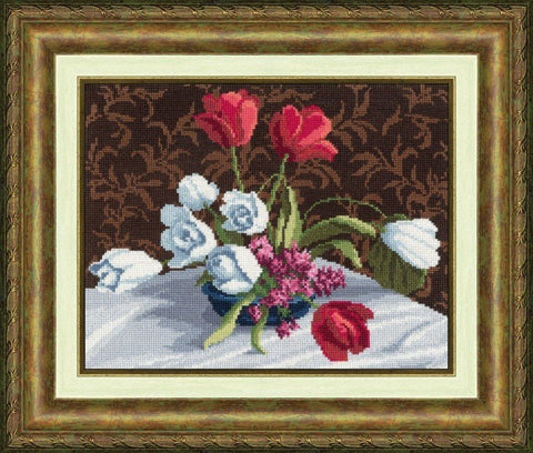 Baltosios tulpės S/M005 — Golden Fleece siuvinėjimo komplektas (18,5 × 23 cm) - kaSiulai.lt