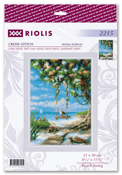 RIOLIS siuvinėjimo rinkinys „Beach Swing“ Nr. 2215 — Aida 21×30 cm, 26 spalvų