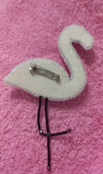 Komplektas brošei „Flamingas“ — karoliukų siuvinėjimo rinkinys