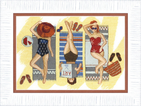 Charivna Mit kryželių siuvinėjimo komplektas „Poilsis prie jūros“, Aida 16, 25×17 cm