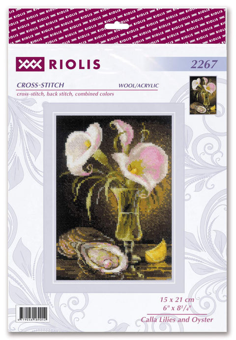 RIOLIS siuvinėjimo rinkinys Nr. 2267 „Kalijos ir austrė“, 15×21 cm, 21 spalvų