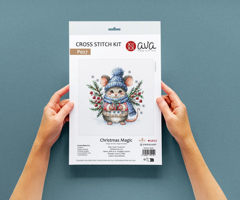 Kalėdų magija – kompaktiškas kryželiu siuvinėjimo rinkinys AVA-P027