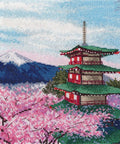 Chureito pagoda — siuvinėjimo komplektas ant 16 ct Zweigart drobės, 26 spalvų (23×21 cm) - kaSiulai.lt