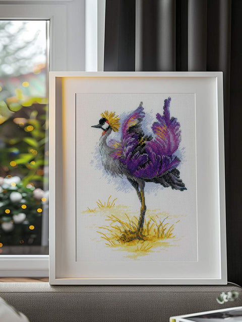 Siuvinėjimo rinkinys RIOLIS "Crowned Crane" Nr.2212 — 18×24 cm, 20 spalvų Anchor