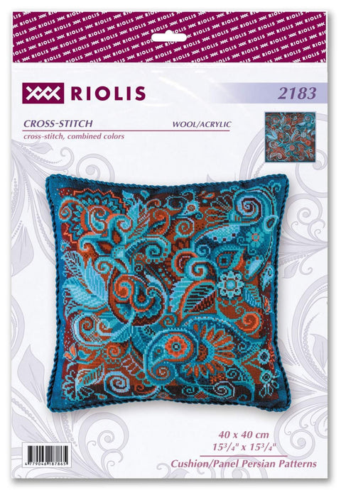 RIOLIS siuvinėjimo rinkinys Nr.2183 — persiški raštai (pagalvė/panelė) 40×40 cm
