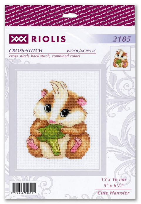 RIOLIS siuvinėjimo rinkinys Nr.2185 – mielas žiurkėnas su narcizais, 13×16 cm, 13 spalvų, 14ct AIDA