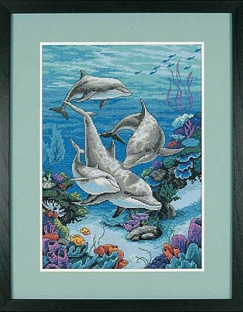 Delfinai (25 x 36 cm) - DIMENSIONS siuvinėjimo kryželiu rinkinys - kaSiulai.lt