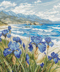 Elegantiškas kryželiu siuvinėjimo komplektas „Blue Harmony“ 24×24 cm - kaSiulai.lt
