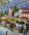 Elegantiškas Merejka komplektas siuvinėjimui kryželiu „Lago del Porto“, 31,5×41,5 cm - kaSiulai.lt