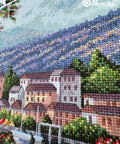 Elegantiškas Merejka komplektas siuvinėjimui kryželiu „Lago del Porto“, 31,5×41,5 cm - kaSiulai.lt