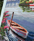 Elegantiškas Merejka komplektas siuvinėjimui kryželiu „Lago del Porto“, 31,5×41,5 cm - kaSiulai.lt