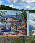 Elegantiškas Merejka komplektas siuvinėjimui kryželiu „Lago del Porto“, 31,5×41,5 cm - kaSiulai.lt