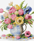 Elegantiškas siuvinėjimas kryželiu – Tulpių puokštė, 26 × 26,5 cm - kaSiulai.lt