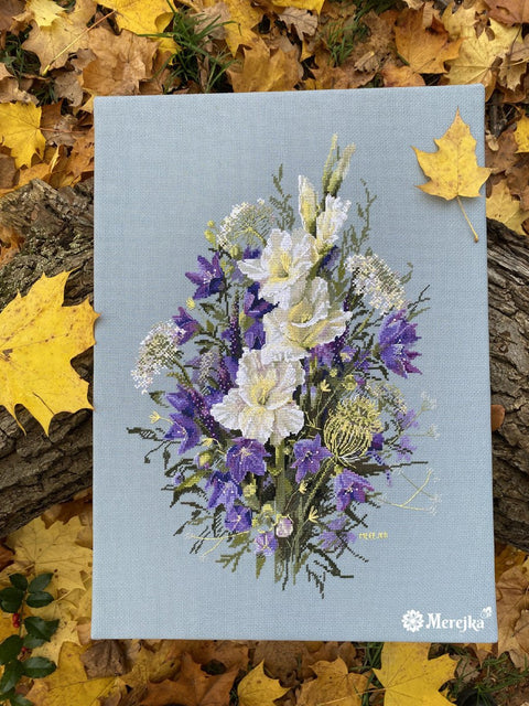 Elegantiškas siuvinėjimo komplektas „Balta kardelė“, 39×27 cm - kaSiulai.lt