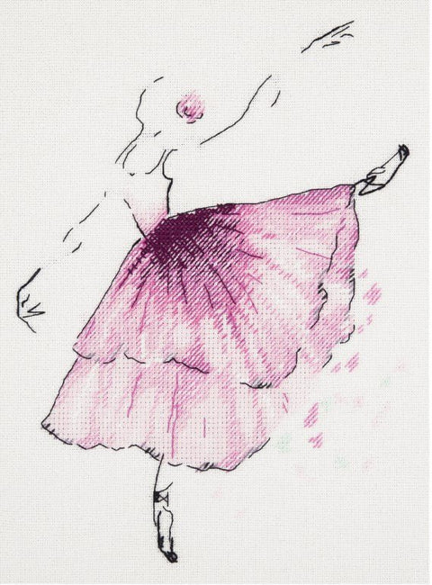 Elegantiškas siuvinėjimo komplektas kryželiu „Balerina ir anemonės“ - kaSiulai.lt