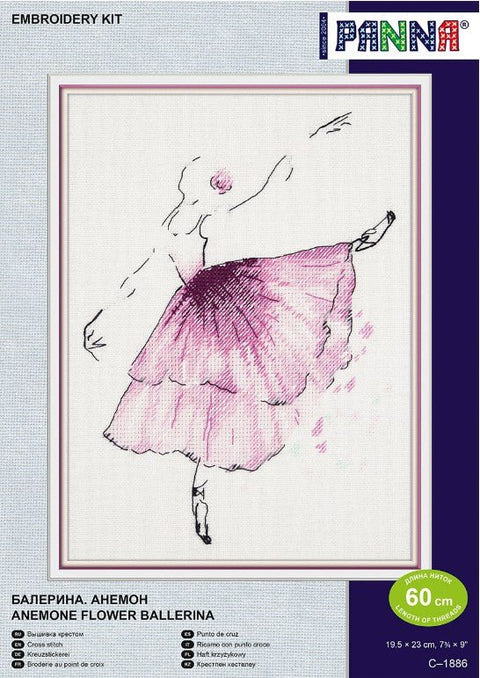 Elegantiškas siuvinėjimo komplektas kryželiu „Balerina ir anemonės“ - kaSiulai.lt