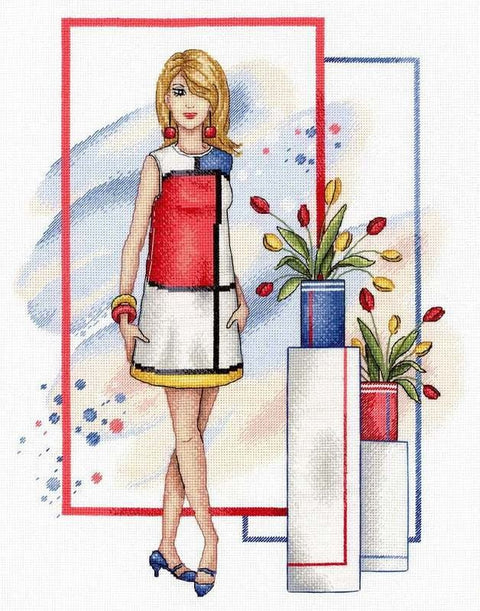 Elegantiškas siuvinėjimo komplektas Pretty Lauren (kryželiu) — Aida 18, 30 spalvų - kaSiulai.lt