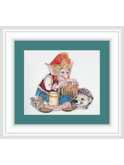 NeoCraft kryželių rinkinys „Elfas ir ežiukas“ – Zweigart audinys, 20×21 cm