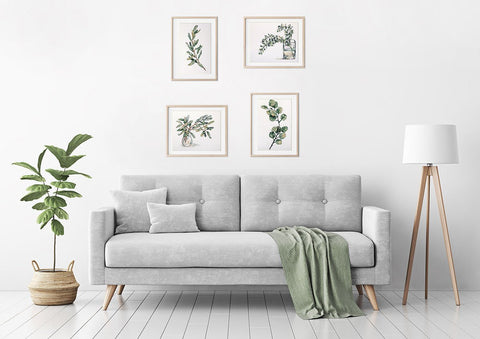 Eukalipto šakelė — elegantiškas kryželiu siuvinėjimo komplektas namams - kaSiulai.lt