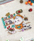 Floristė — kryželiu siuvinėjimo komplektas 11×11 cm - kaSiulai.lt