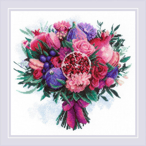 RIOLIS "Fruitful Bouquet" siuvinėjimo rinkinys Nr. 2230 — 25×25 cm, 24 spalvų