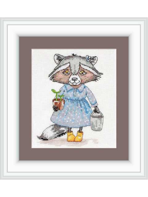 Sodininkė — NeoCraft kryželių siuvinėjimo rinkinys su Zweigart audiniu, 11×15 cm