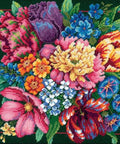 Gėlių spindesys — siuvinėjimo kryželiu komplektas 36×36 cm - kaSiulai.lt
