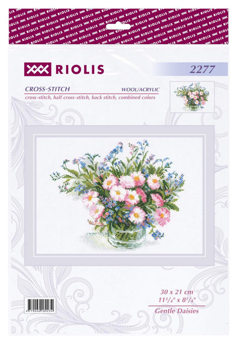 Gentle Daisies — RIOLIS siuvinėjimo rinkinys Nr. 2277, 14ct AIDA 30×21 cm, 17 spalvų
