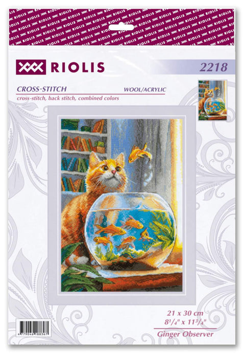 Ginger Observer – siuvinėjimo rinkinys RIOLIS Nr. 2218 (14ct AIDA, 21×30 cm, 28 spalvų)