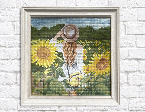 Deimantinės mozaikos rinkinys „Mergaitė saulėgrąžose“ 20 x 20 cm
