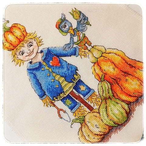NeoCraft kryželių rinkinys „Moliūgų sargai“ (16×25 cm) – Zweigart audinys