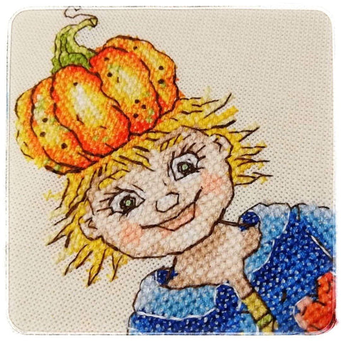NeoCraft kryželių rinkinys „Moliūgų sargai“ (16×25 cm) – Zweigart audinys